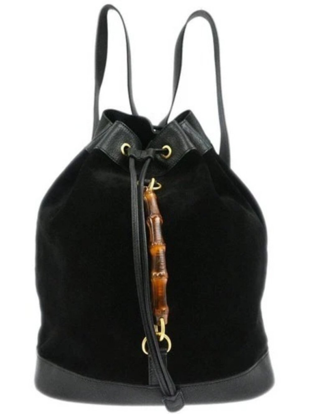 Gucci Black Suede Bamboo Backpack 003.2855.0043.0 116984